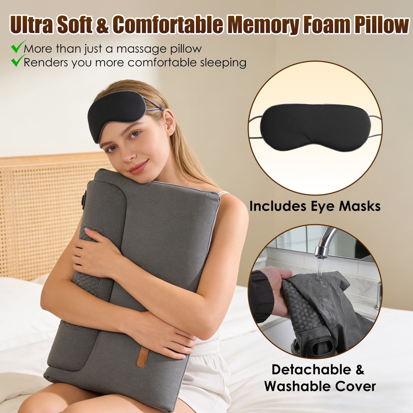 Ergonomic Heating Neck Massager Pillow With 3-Level