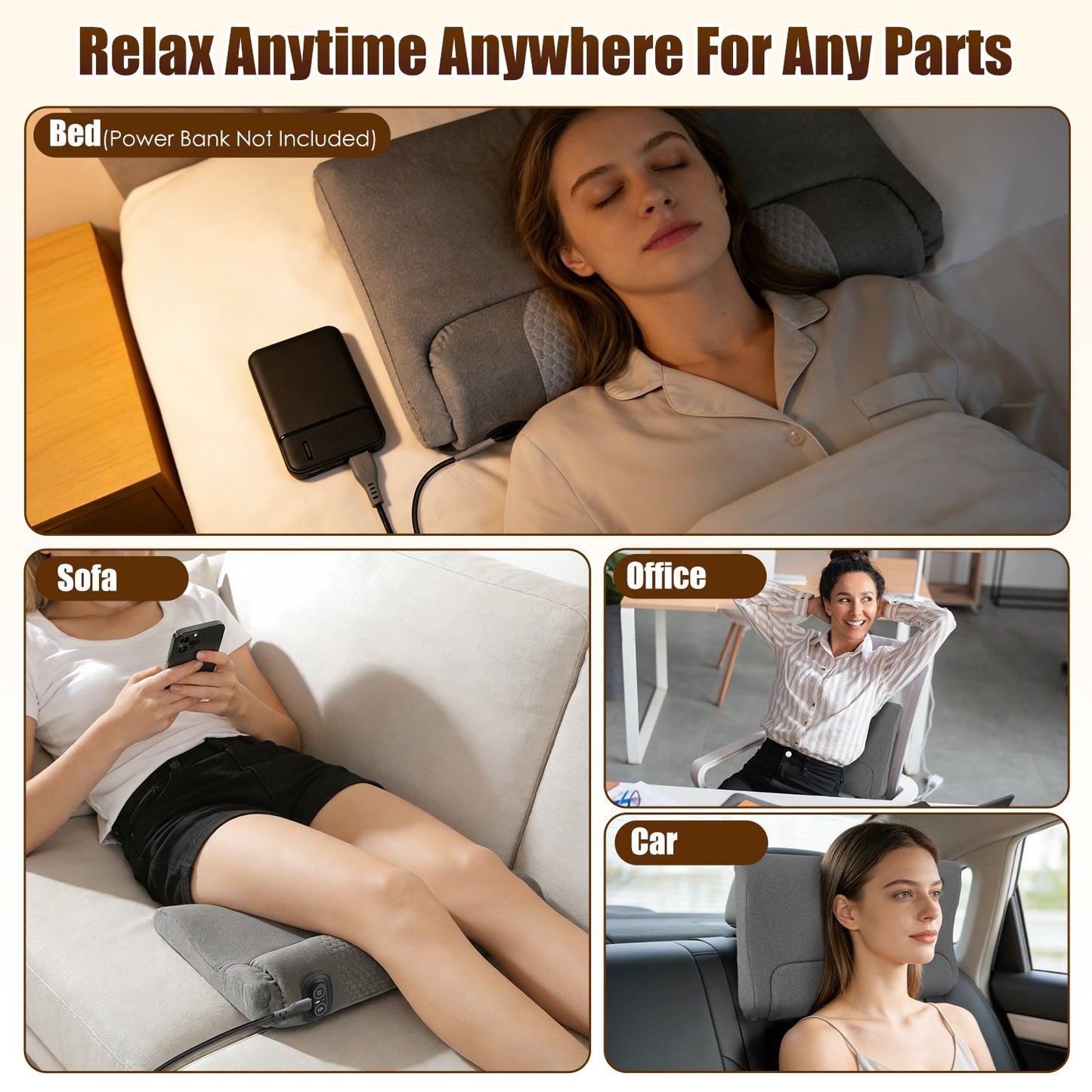 Ergonomic Heating Neck Massager Pillow With 3-Level
