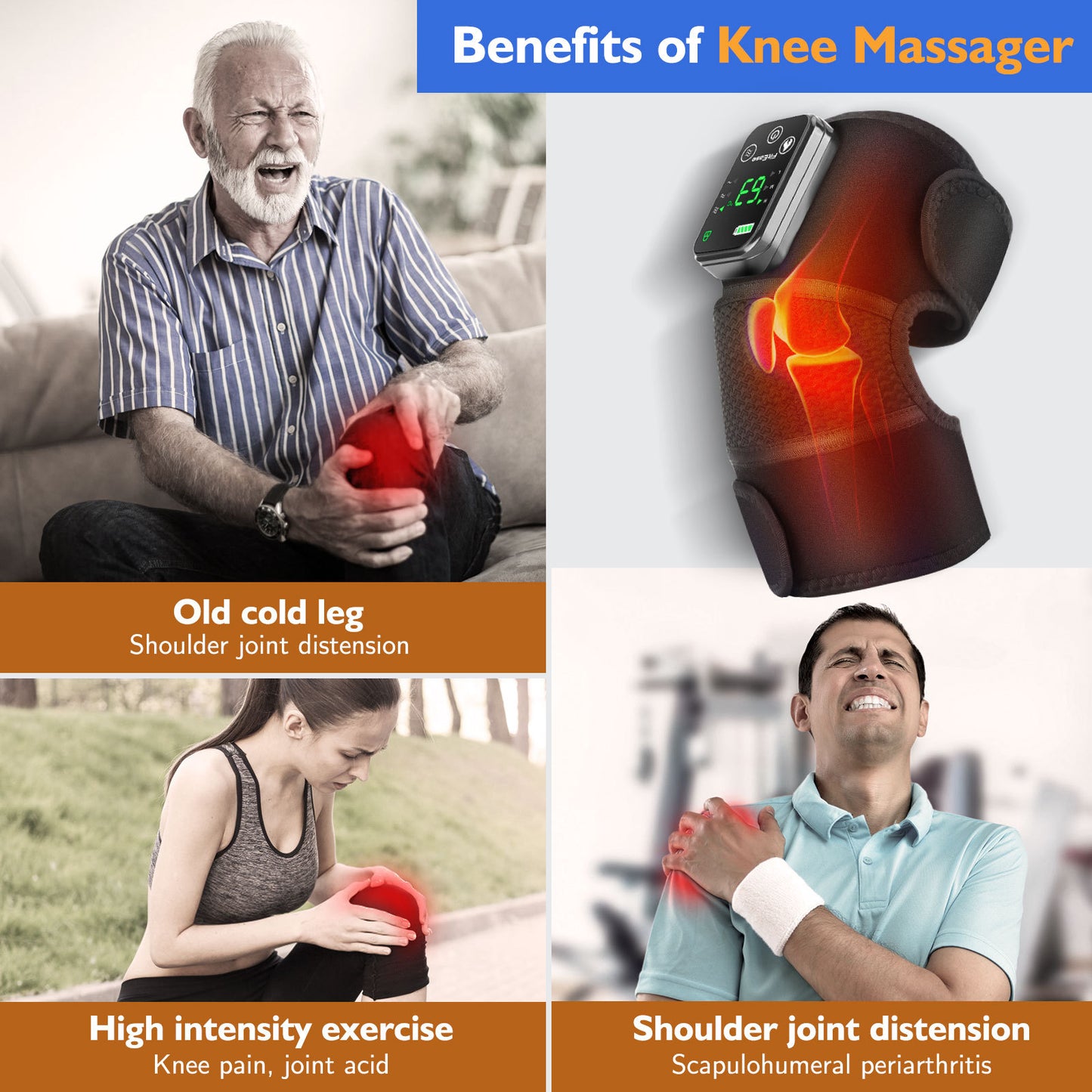 Intelligent Heating Vibration Knee Massage Pad